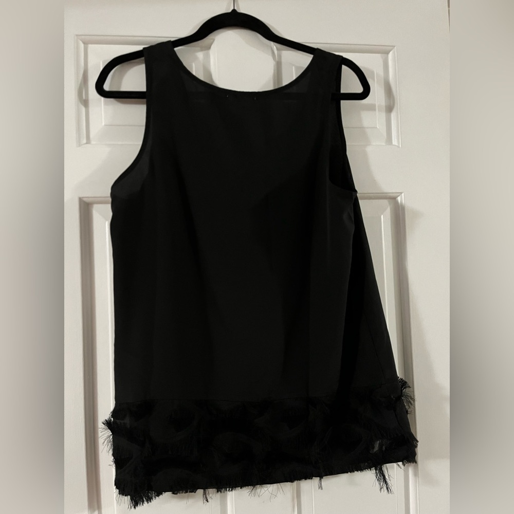 Black tank with feather accent